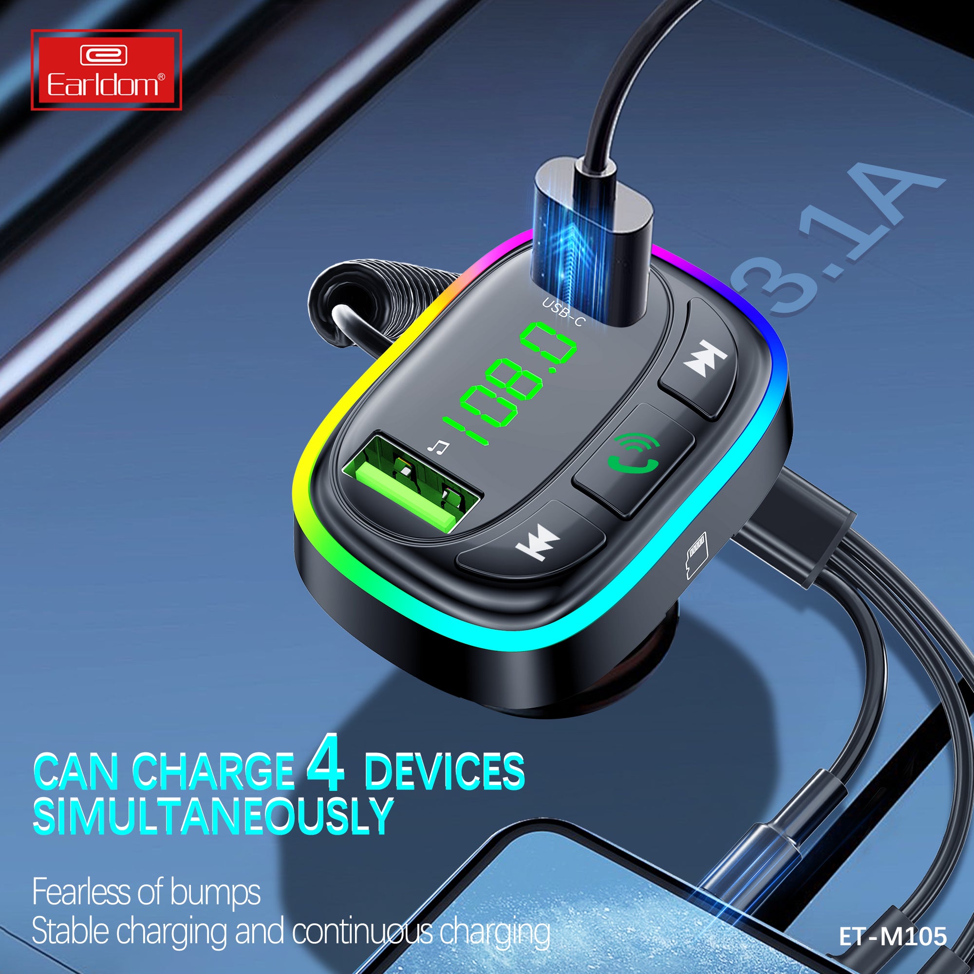 ET-M105 Fm Transmiter with charger cable ET-M105 Fm Transmiter with charger cable